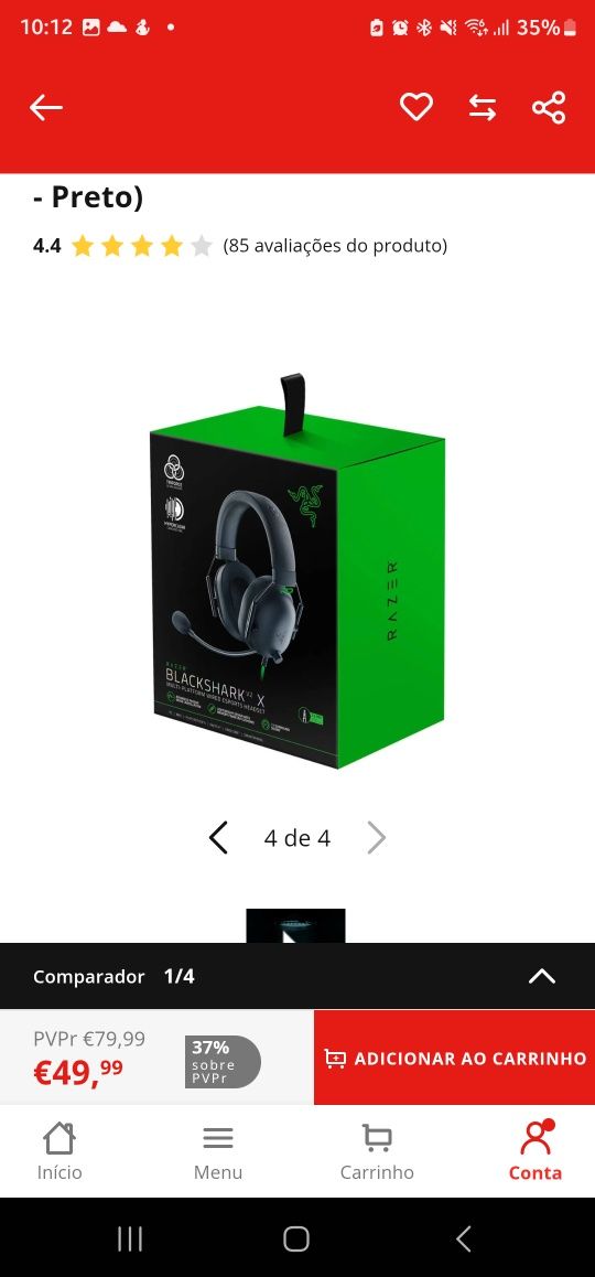 Auscultadores Gaming com Fio RAZER Blackshark V2 X (Over Ear - Multipl
