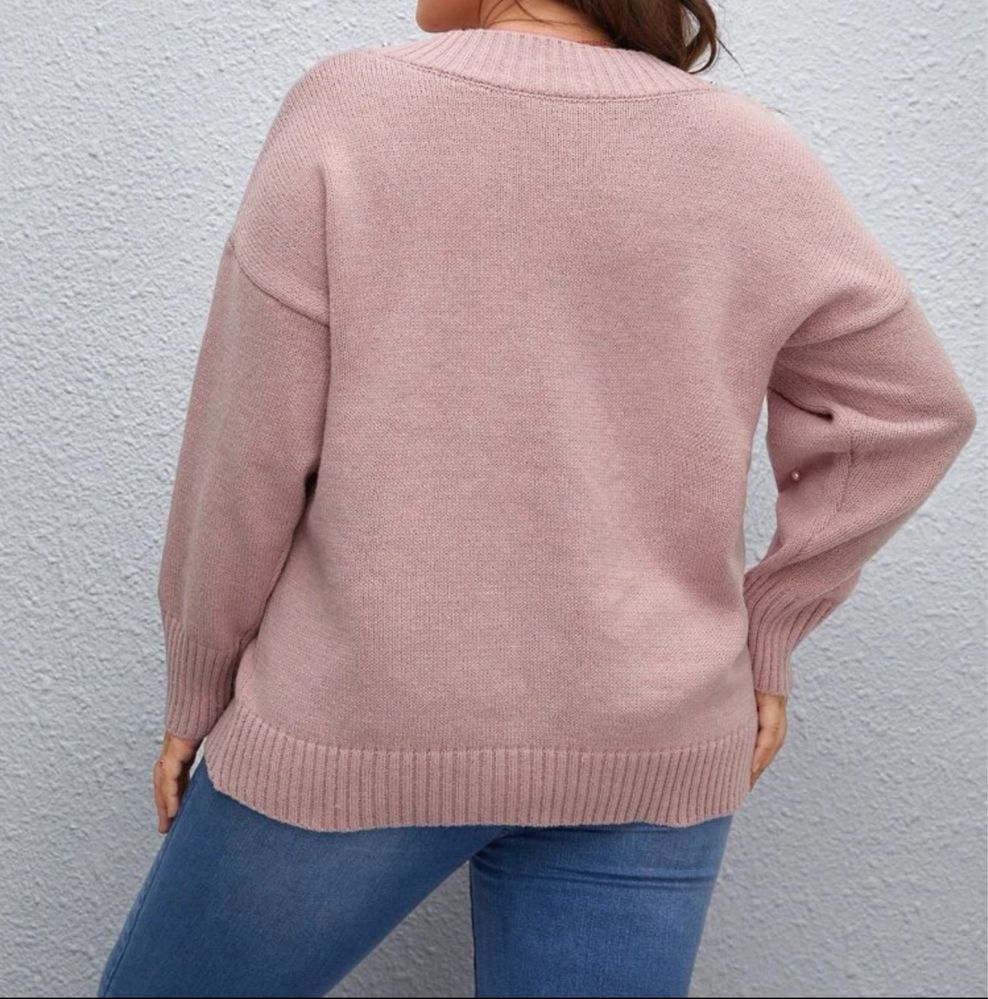 Camisolas rosa com Pérolas , Ombro caído - 2XL