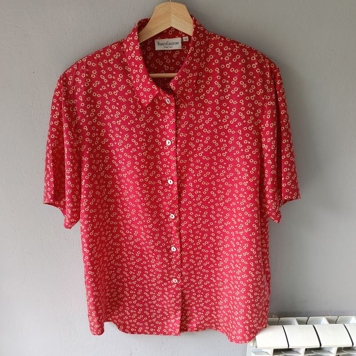 Franco Callegari pure silk 42 XL przewiewna piękna koszula floral