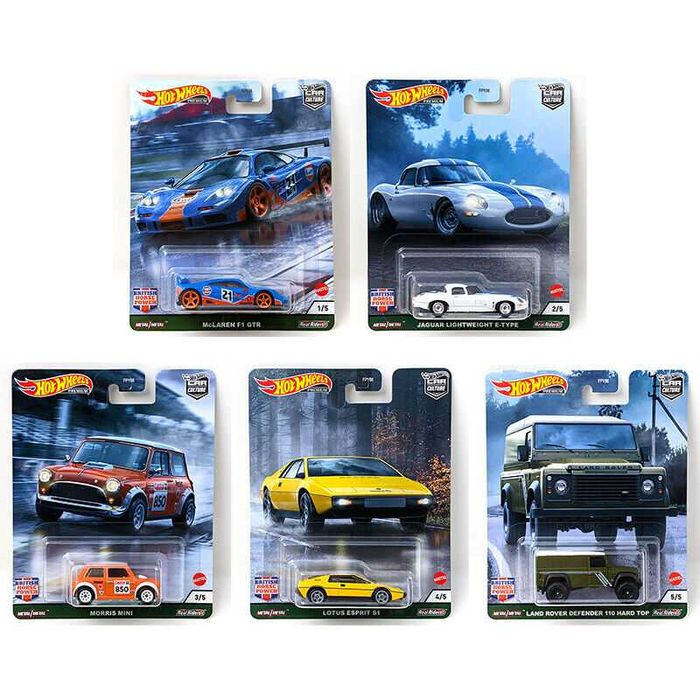 hot wheels premium british horse power mclaren jaguar mini rover lotus