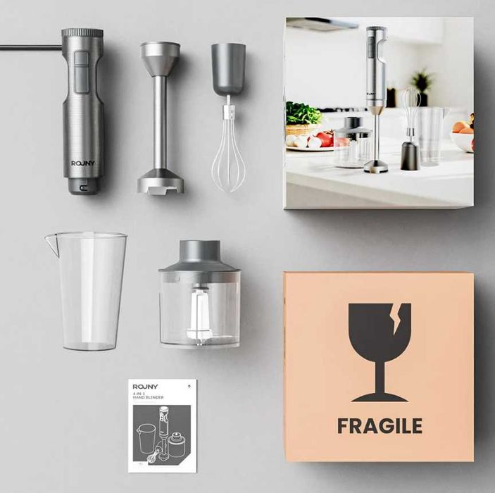 Ручний блендер ROUNY, 4в1, 1000ВТ