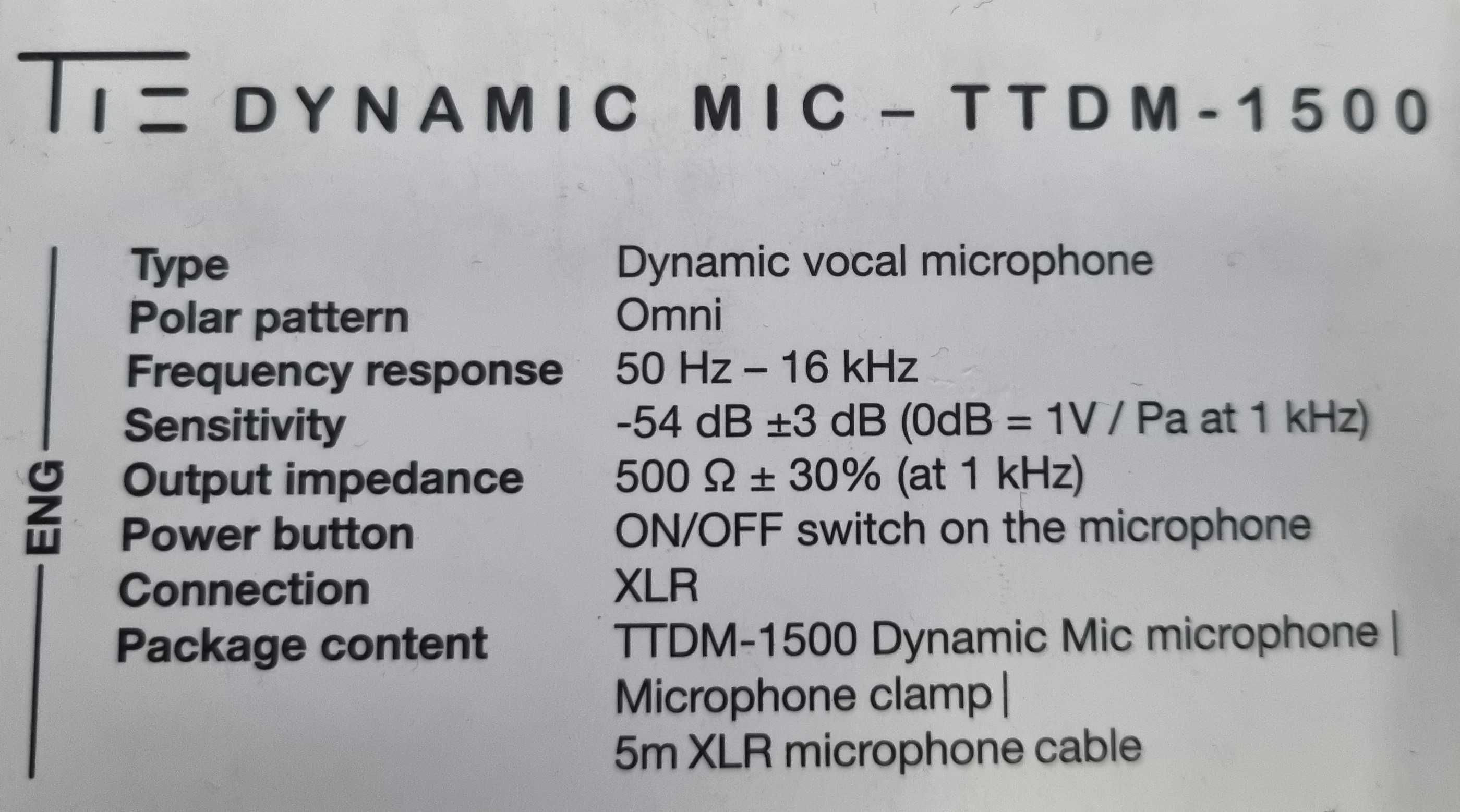 Mikrofon Dynamic Mic TTDN1500