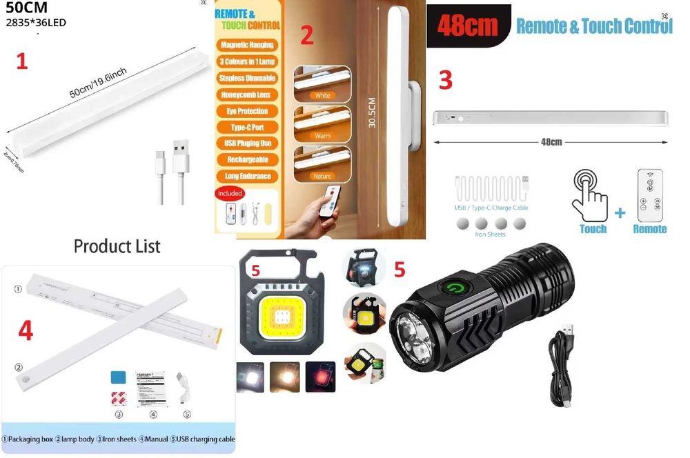 Аккумуляторная лампа светильник с пультом  датчик движения, фонарь USB