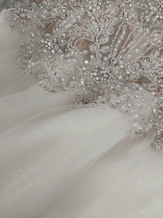 Ronald Joyce NOOR! Królewska śmietankowa Suknia Ślubna Svarovsky roz40