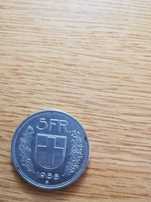 Moeda 5 francos suíços 1988