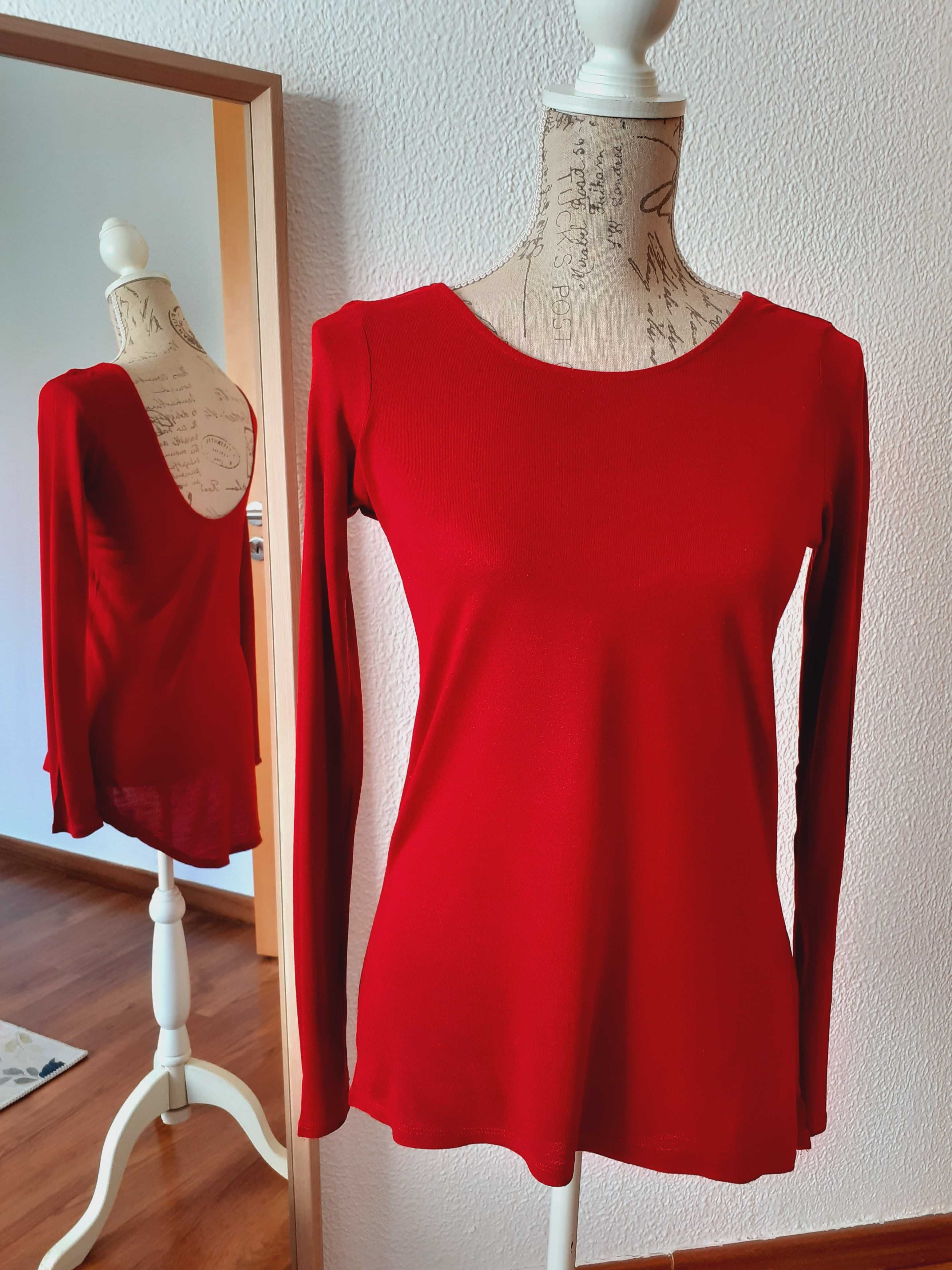 Blusa vermelha decotada Zara