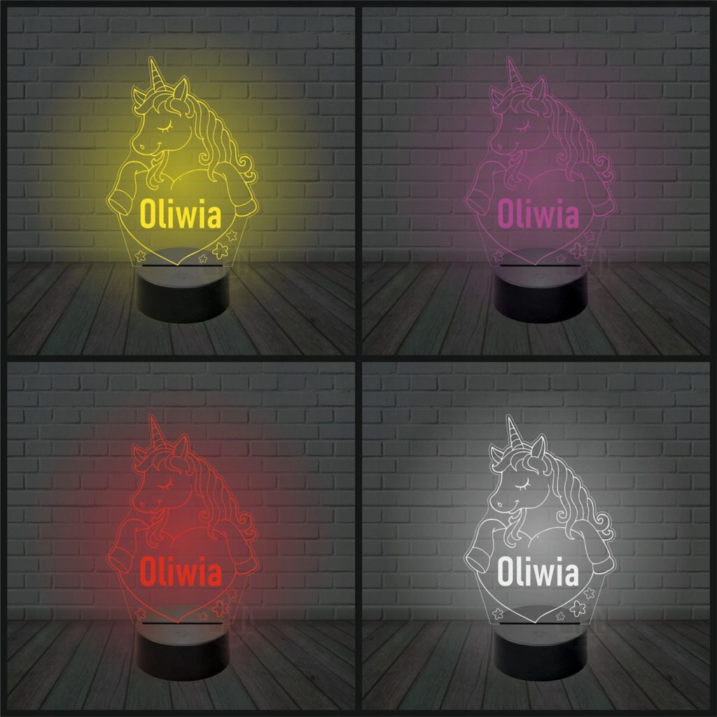 Lampka nocna na biurko imię UNICORN jednorożec