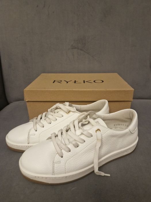 Skórzane tenisówki, półbuty Ryłko jak nowe