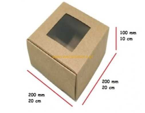 Ozdobne pudełko z okienkiem na prezent 200x200x100 WYPRZEDAŻ