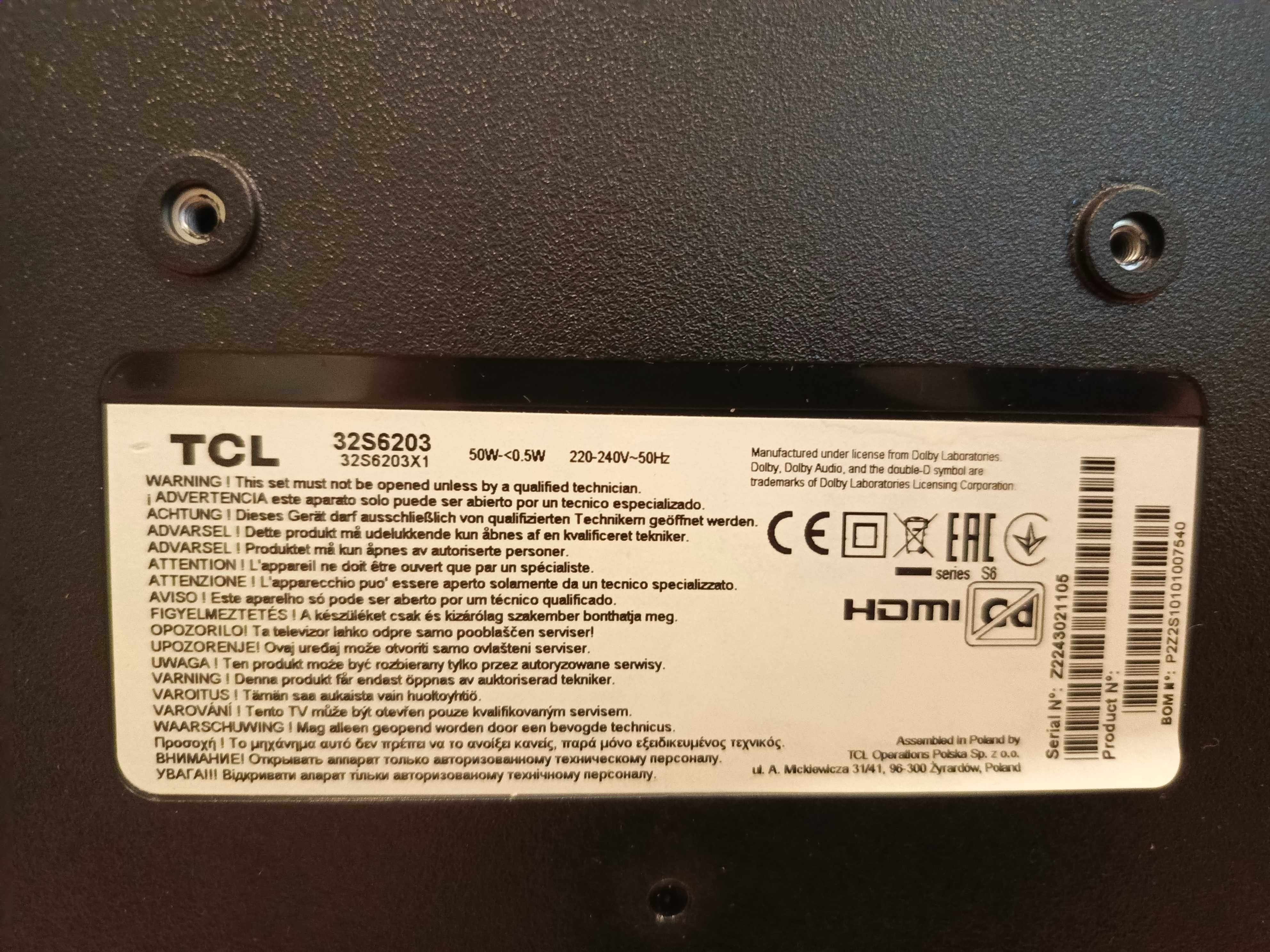 Telewizor TCL - LED o wysokiej jakości obrazu i dźwięku