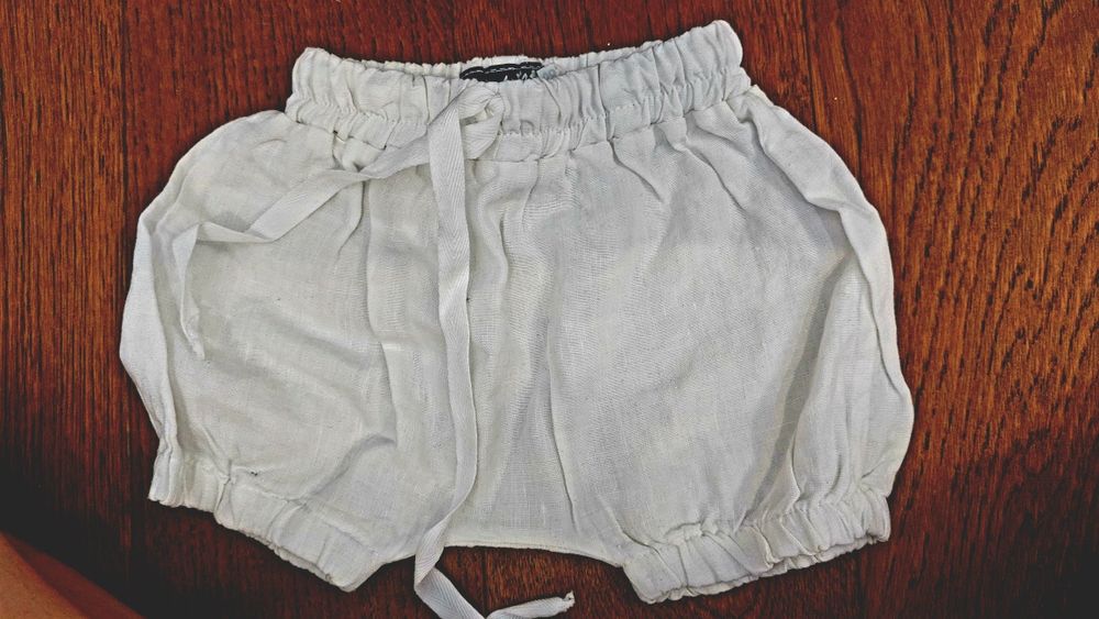 Bloomersy 100% len 68 cm krótkie spodenki lniane