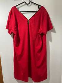 Czerwona sukienka plus dwustronna 48 4xl