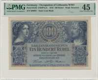 100 rubli 1916 ost kowno PMG 45 ! Grading banknot