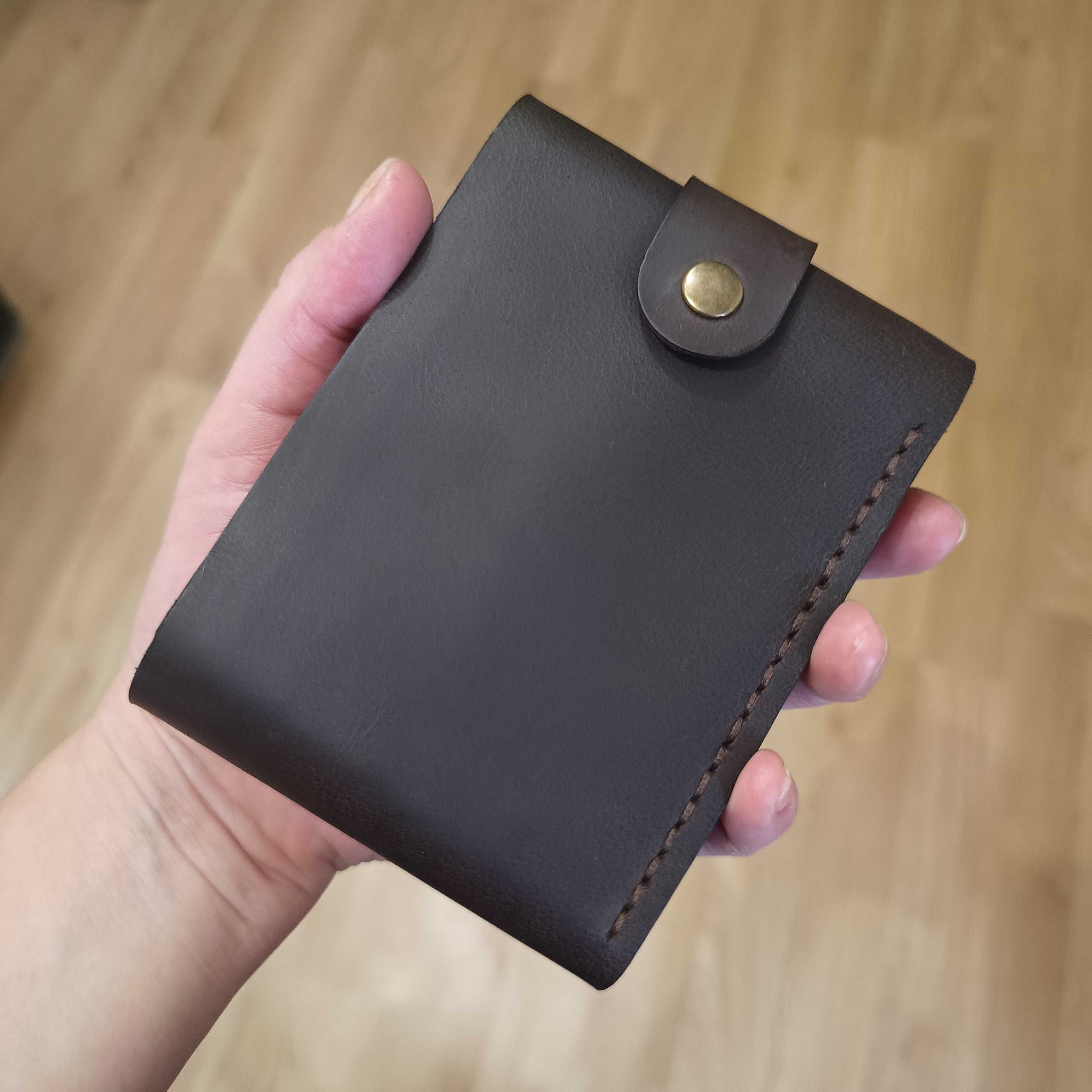 Portfel skórzany z grawerem duży na bilon zdjęcia karty RFID