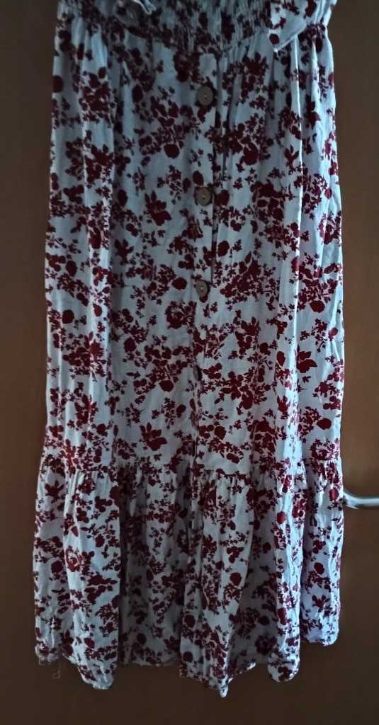 piękna Zara sukienka boho vintage/ XS-M/midi/maxi długa len