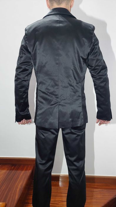 Fato Preto Acetinado SMK para Homem