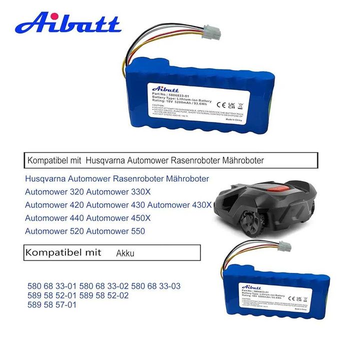 Akumulator Bateria 5200 mAh do kosiarki robota koszącego Husqvarna 18V