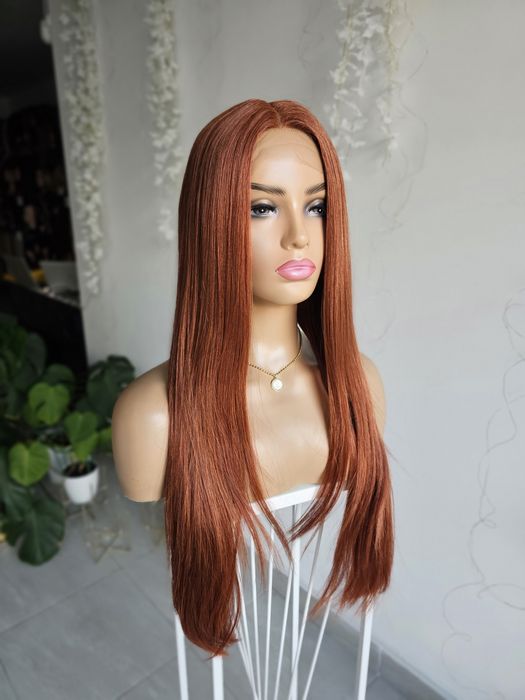 Długa ruda peruka premium Inka lace front naturalny efekt