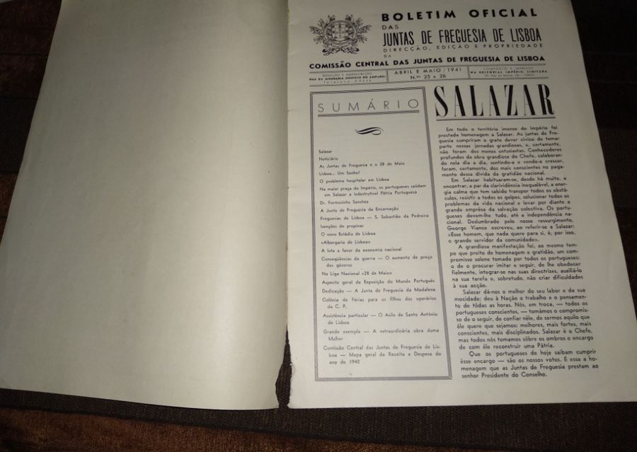 Revista-SALAZAR- Boletim oficial das freguesias de Lisboa,Nº Comemor.