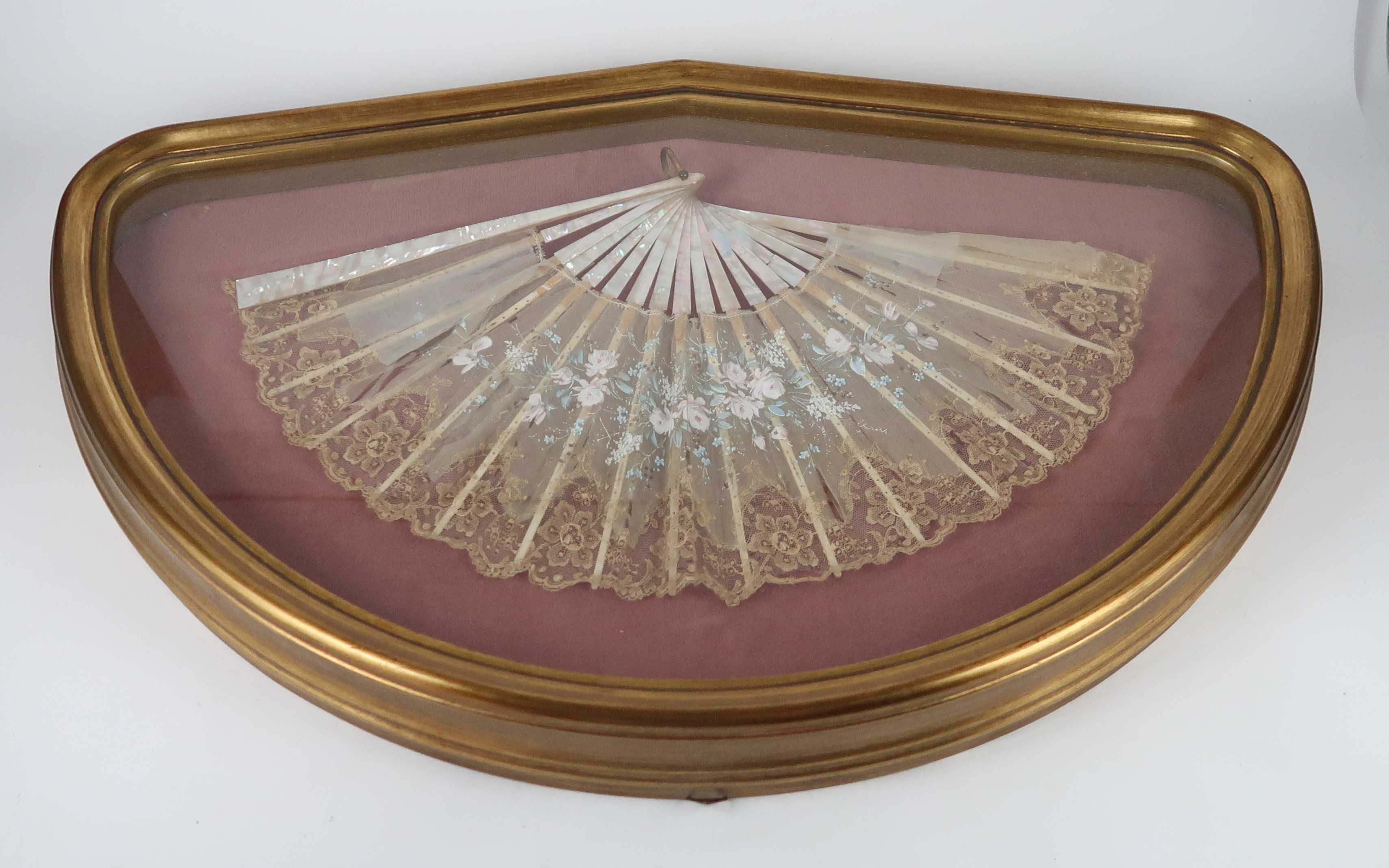 Leque antigo com expositor Art Deco