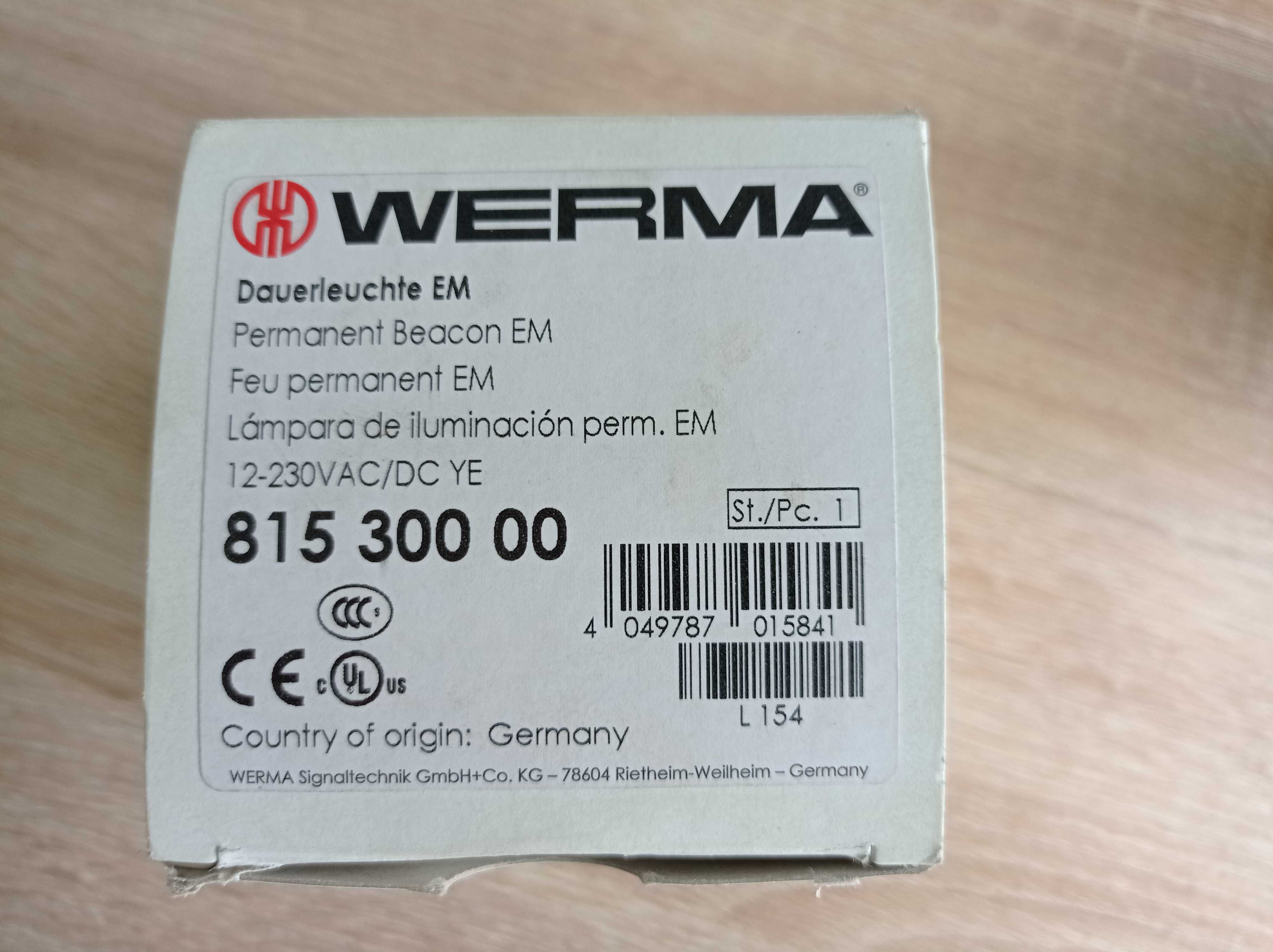 Werma nowy Sygnalizator świetlny żółty 12-240VAC/DC 815.300.00