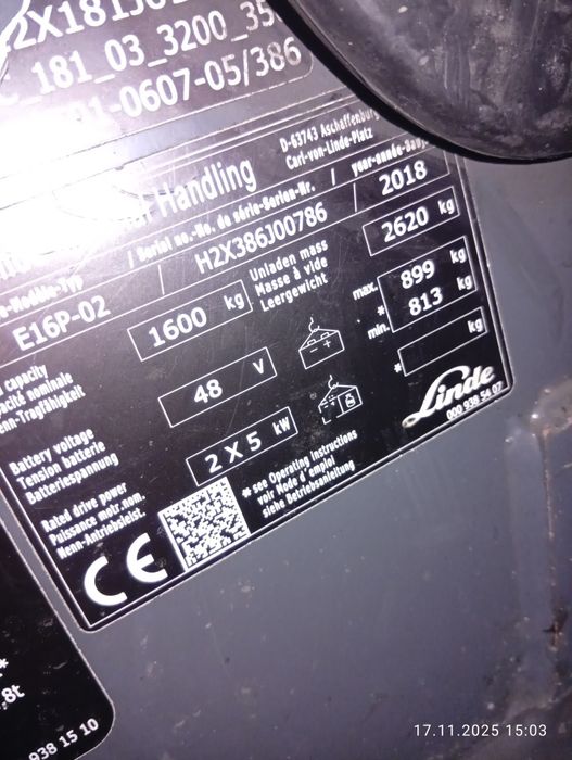 Linde e16p triplex e16c h16 H20 e18 e20