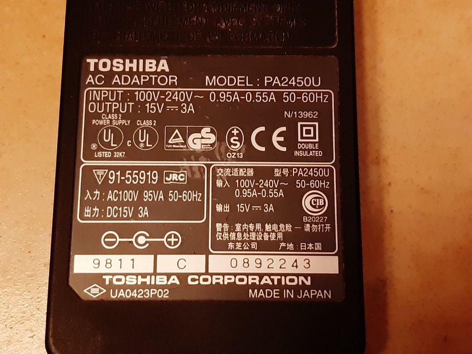 Carregador Original Toshiba 15v 3a