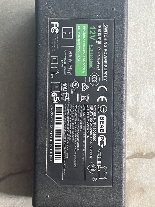 Блок питания для ноутбука 12V 5A 12 вольт 5 ампер