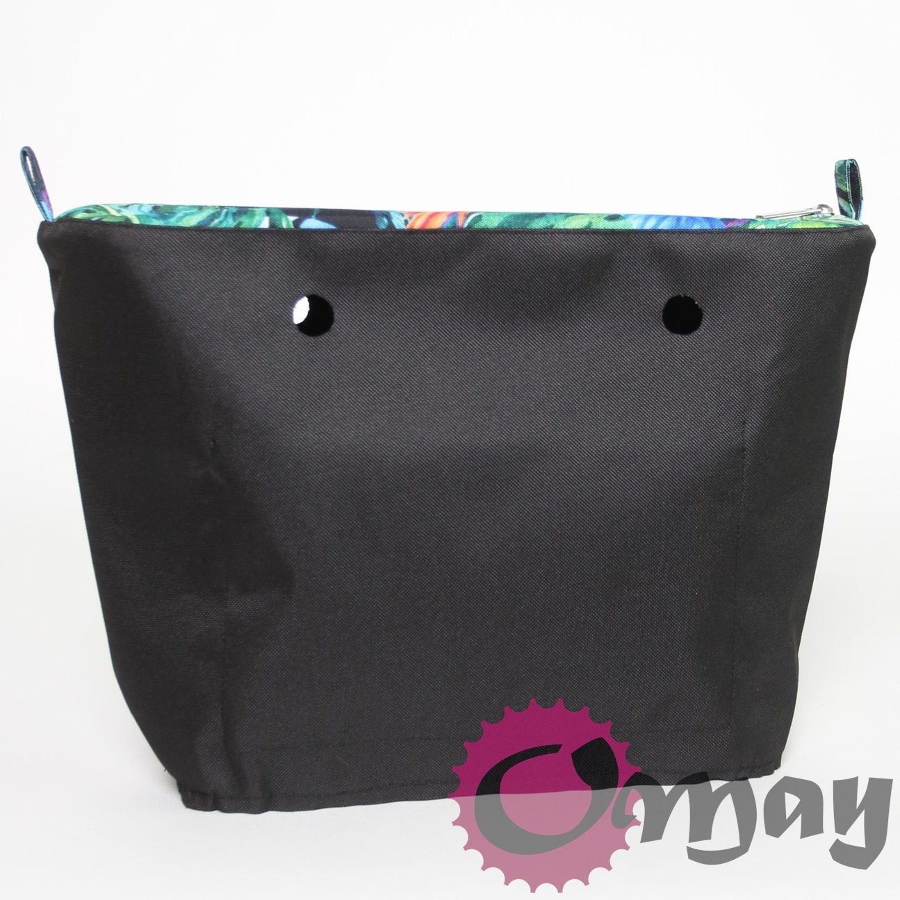 organizer OBAG STANDARD +OPASKA czarny papugi liście 2 kieszenie OMAY