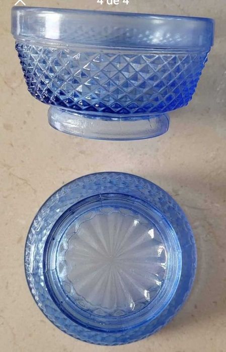 6 taças azuis de bicos para sobremesa com pratinho da Vista Alegre