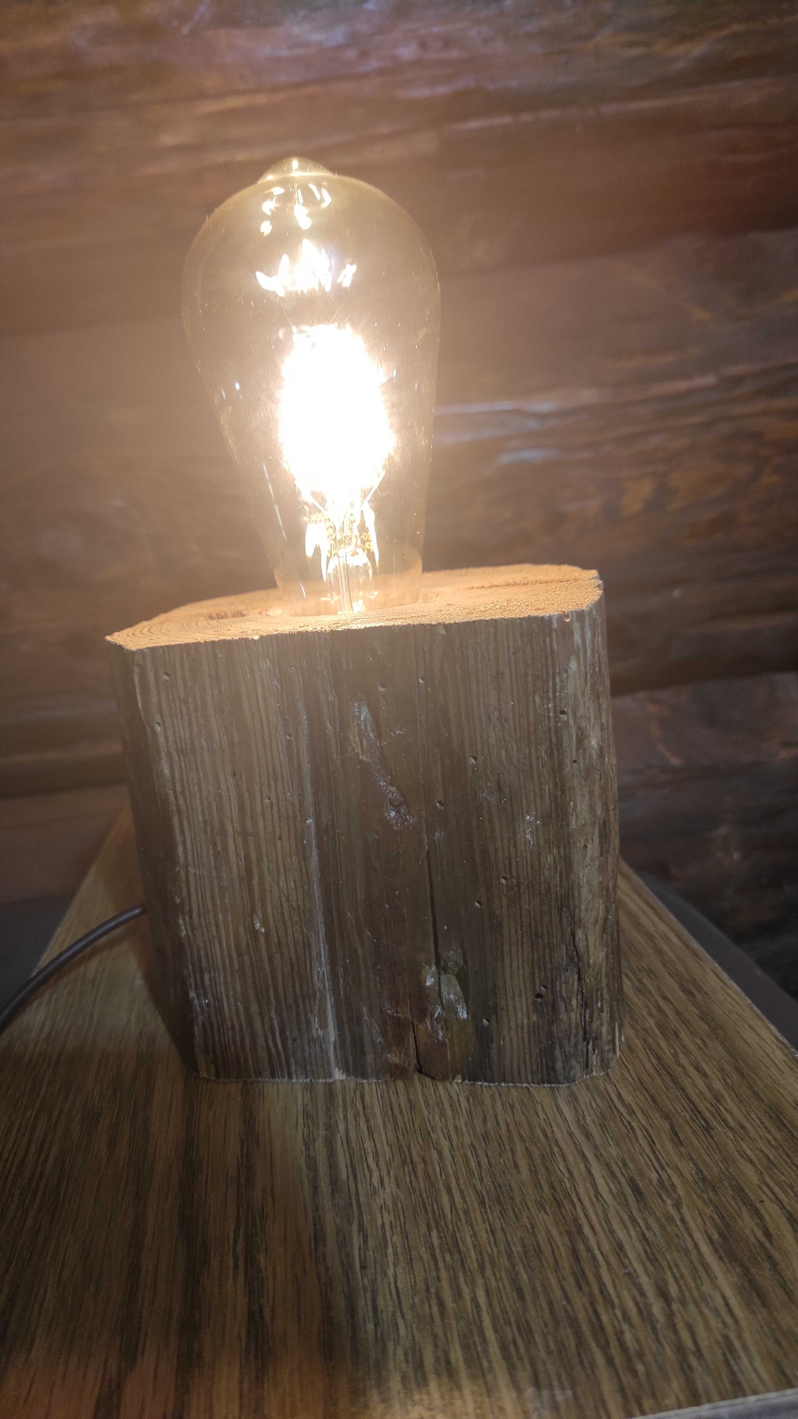 Lampka drewniana loftowa handmade