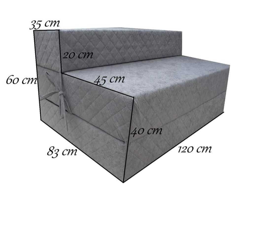 Promocja! Materac składany szer.120cm gr20cm! Kanapa pufa fotel