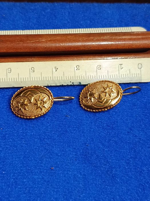 Brincos Antigos Ouro Português contrastado 2 cm 2 gr