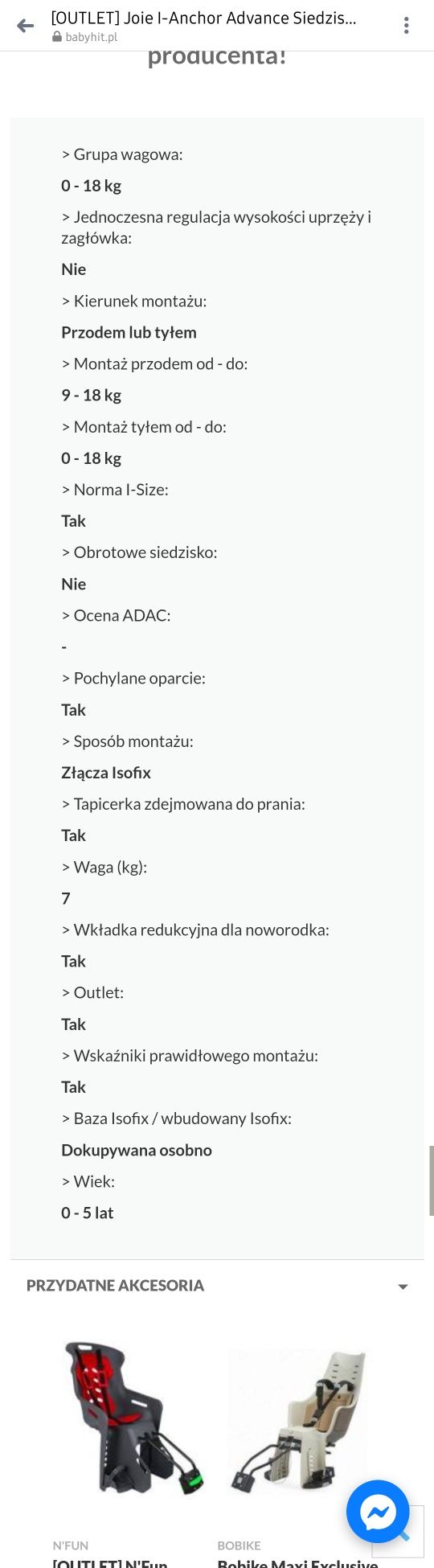 Fotelik samochodowy Joie z bazą isofix