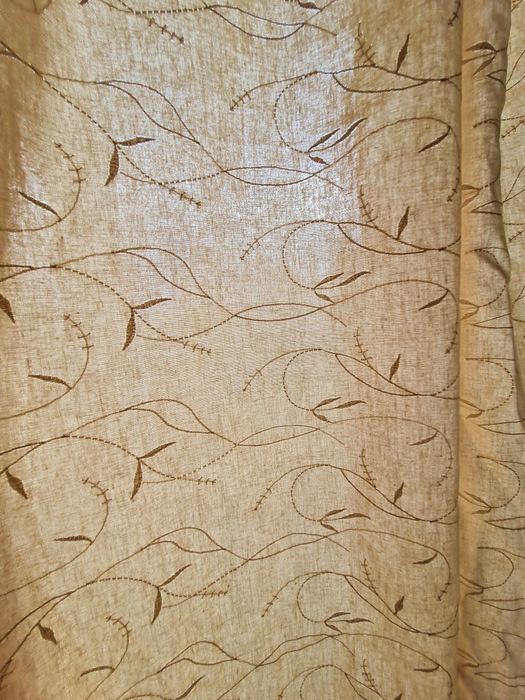 Zasłony  lniane ,haftowane  duże  2 szt.