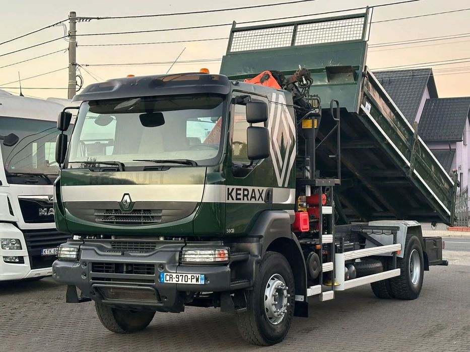 Renault KERAX 380 DXI / WYWROTKA 5.3M+HDS PALFINGER / WYSÓW 9M / NOWE OPONY / ROTATOR / ŁYŻKA / HAK / 2013R / UDT