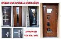 Drzwi zewnętrzne z montażem- metalowe -stalowe -ocieplone do domu-