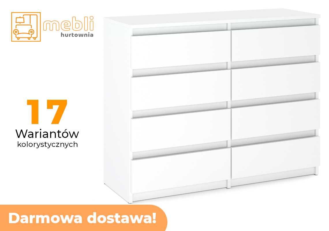 Nowoczesna Komoda 8 szuflad 120cm Do Przedpokoju Biała Darmowa Dostawa