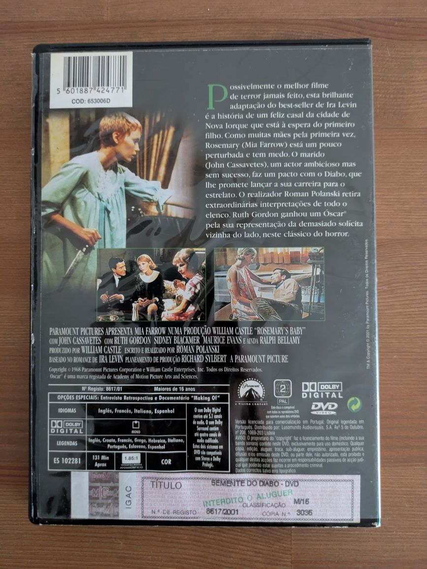 DVD " A semente do Diabo | Rosemarys Baby " 1968 (Como Novo)