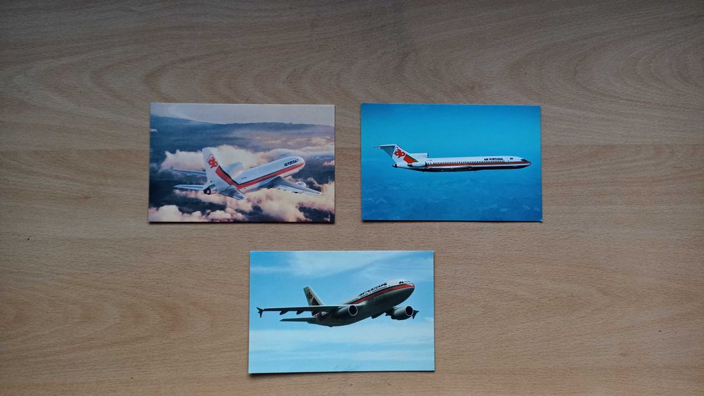 Conjunto de 3 postais de aviões TAP