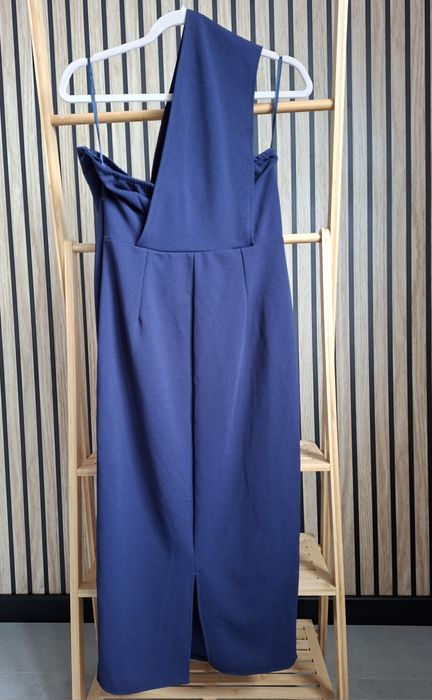 Sukienka granatowa na jedno ramię Andrzejki/Sylwester