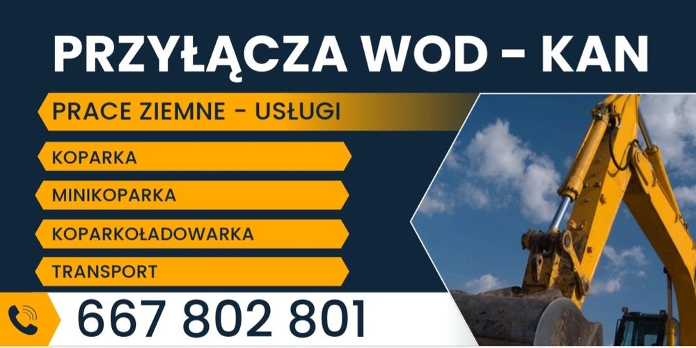 Przyłącza sieci instalacje Wod-Kan woda kanalizacja usługi minikoparka