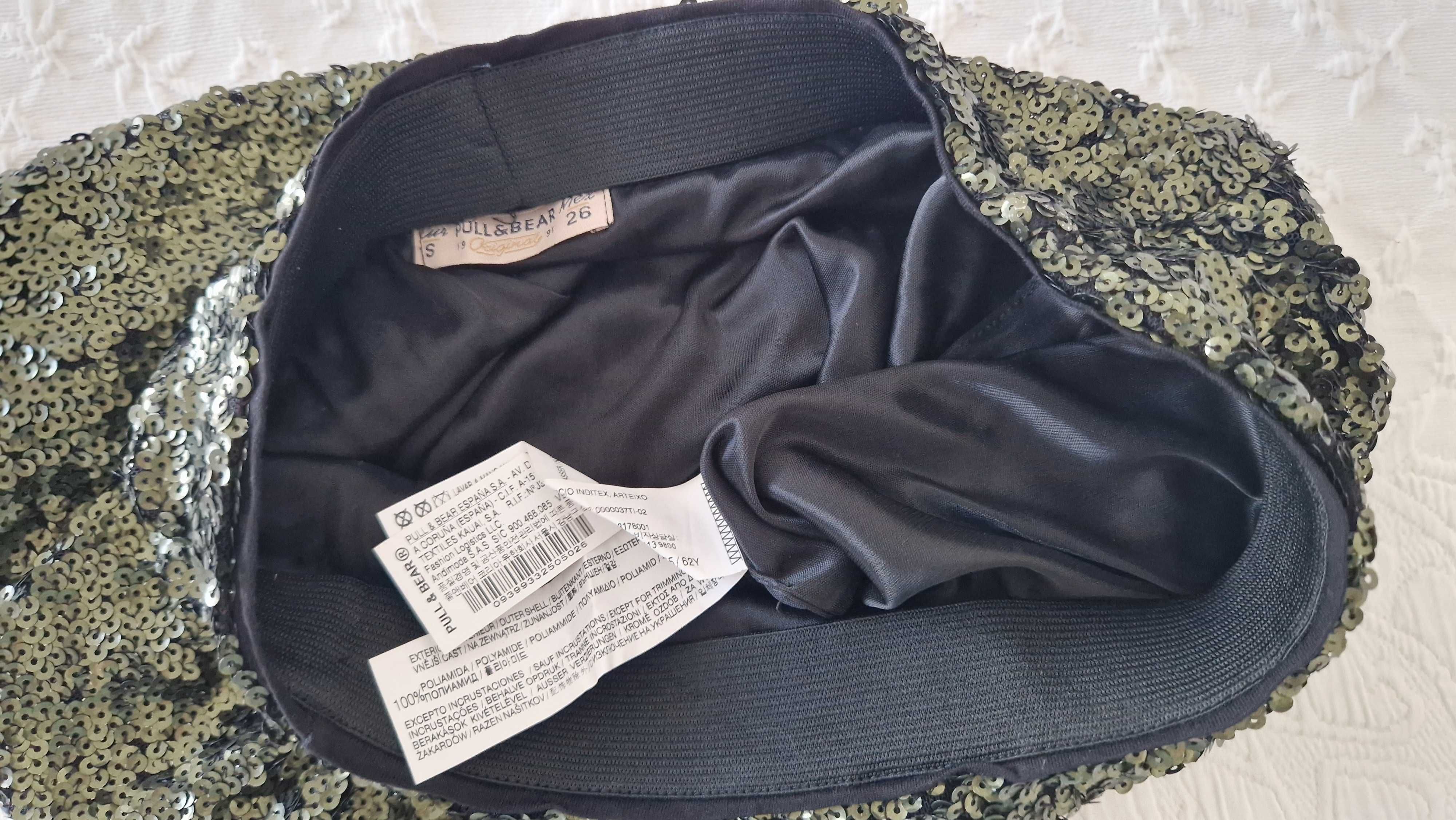 Saia de lantejoulas verdes, Pull & Bear, tamanho S, nova