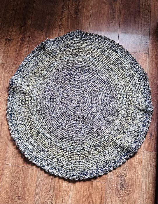 Dywanik handmade do przedpokoju zielono-brązowy 86-88cm #152