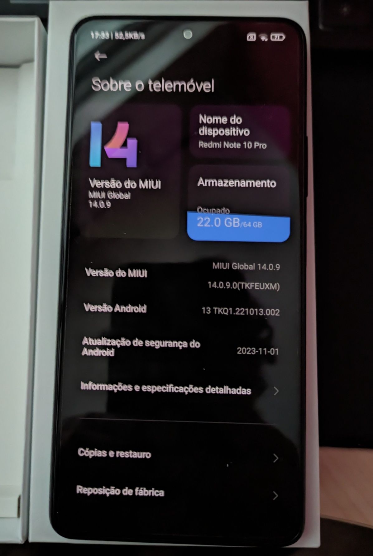 Redmi Note 10 Pro Amoled 120Hz Câmara 100Mp