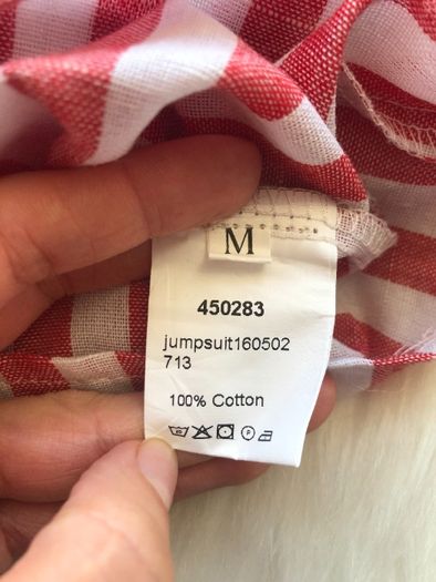 Biało-czerwony krotki kombinezon wycięte plecy paski S M Aliexpress