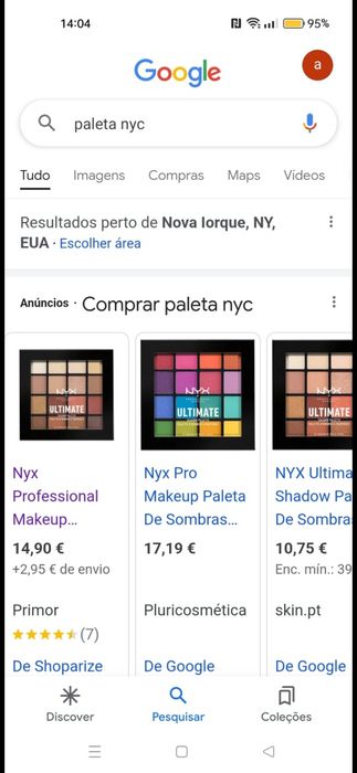 Sombras de maquilhagem NYC