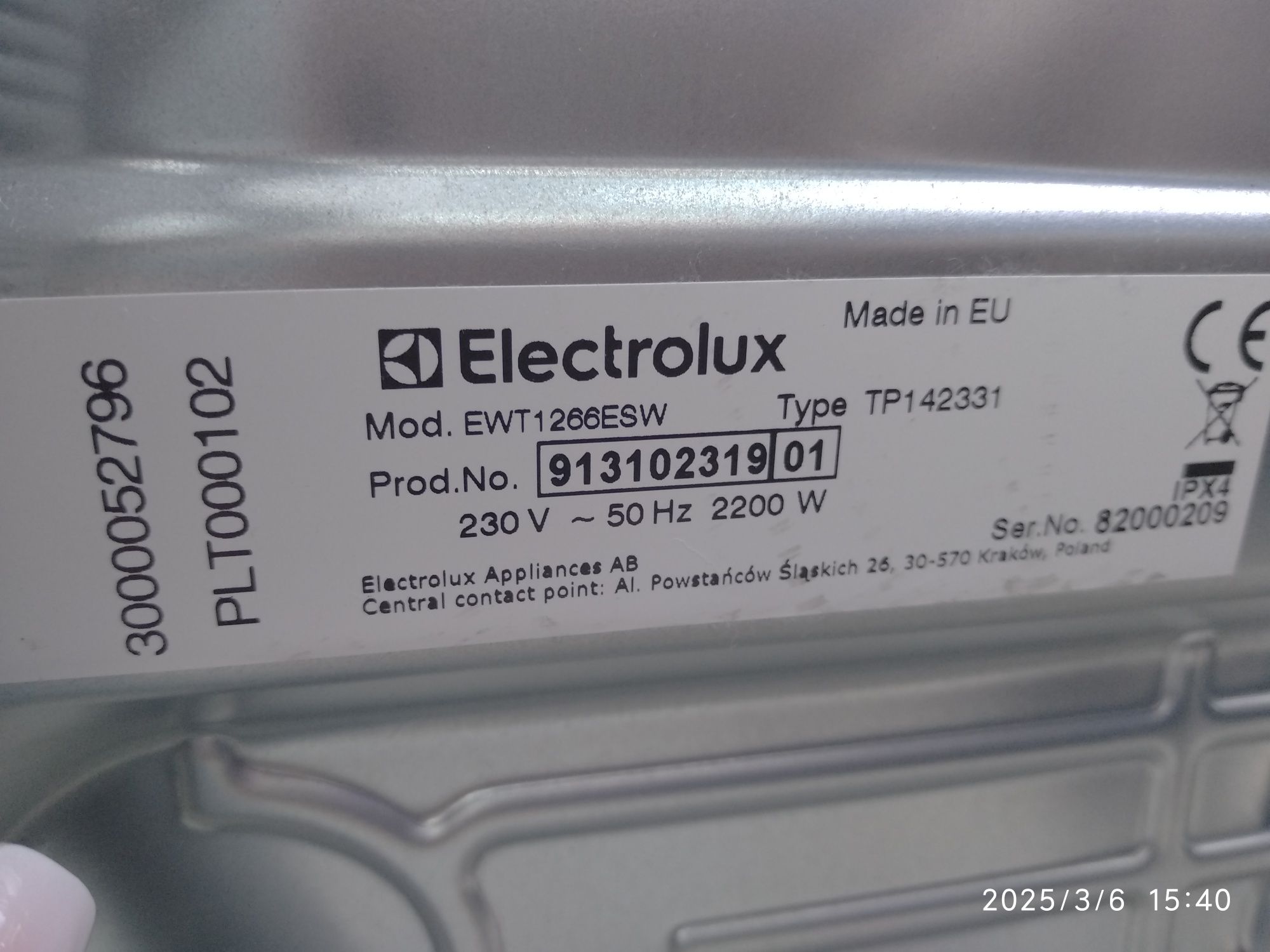 OUTLET Janki ul Wspólna 6 Pralka Używana Electrolux EWT1266ESW