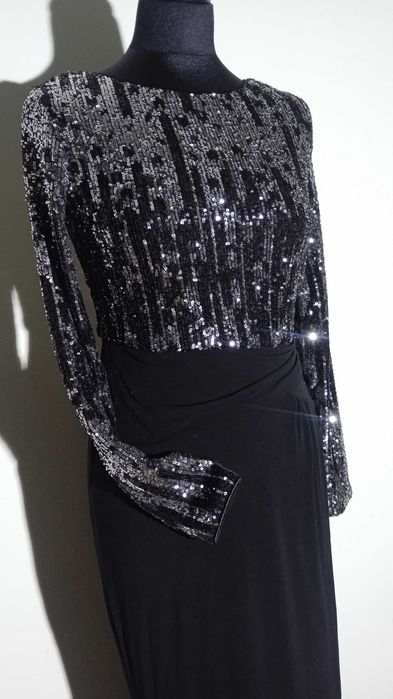 Piękna czarna suknia z cekinami syrenka Bodyflirt r.S na studniówke