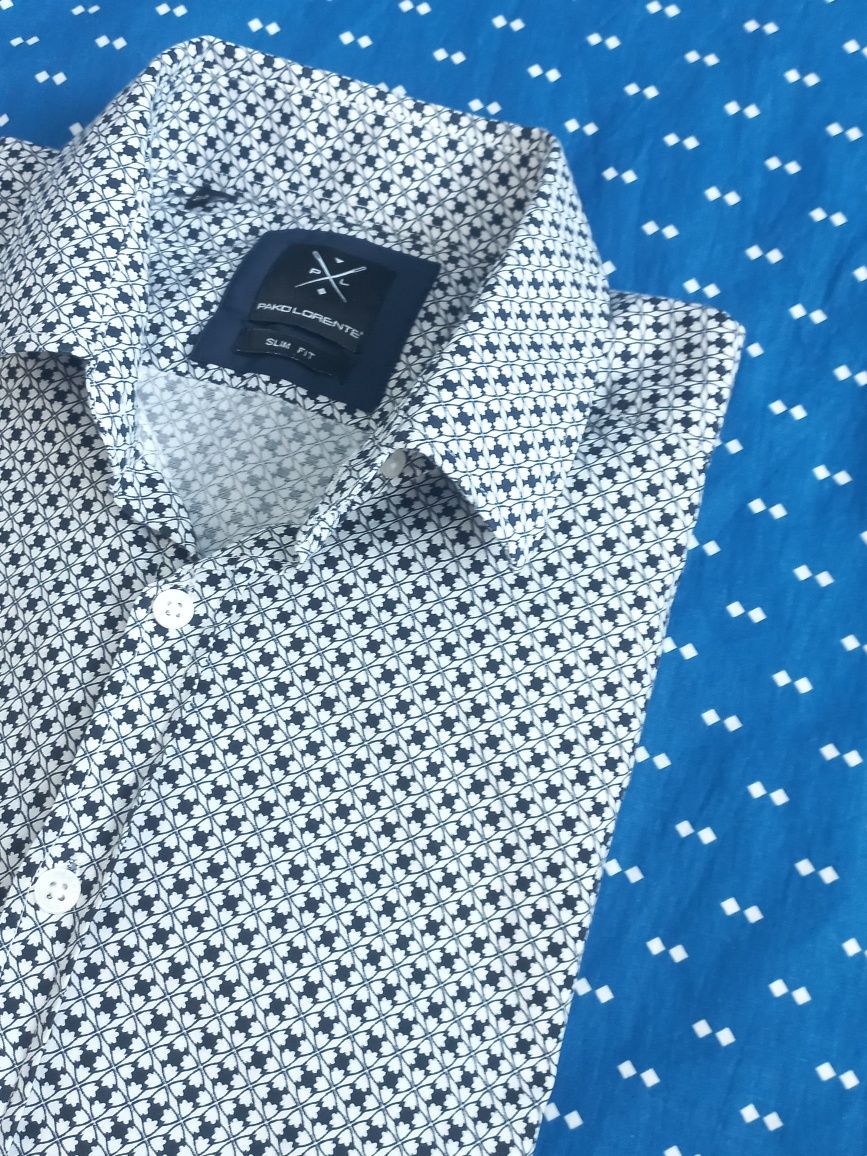 wzorzysta męska koszula Pako Lorente slim fit na szczupłego mężczyznę